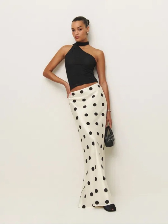 Reformation Dresses & Skirts - NWT reformation Bella silk skirt in Pluto dot - size s